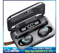 Écouteurs Bluetooth F5-9 TWS compatibles 5.0, véritables écouteurs stéréo sans fil dans l'oreille, casque avec étui de chargement de micro