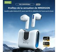 Écouteurs Bluetooth HTC NE49 V6.0 TWS, écouteurs sans fil sportifs, casque de jeu à très faible latence, écouteurs longue durée White NO AI