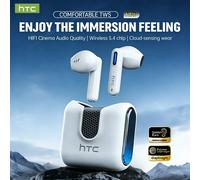 Écouteurs Bluetooth HTC NE49 V6.0 TWS, écouteurs sans fil sportifs, casque de jeu à très faible latence, écouteurs longue durée White NO AI