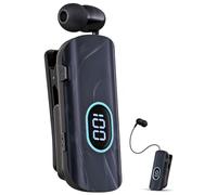 Écouteurs Bluetooth Mono avec Câble Rétractable, Commande Vocale IA | 50 Heures D'Autonomie et Microphone Anti-Bruit, Écran LED, Recharge Rapide, Bluetooth 6.0, pour Sport Bureau Conduite