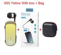 Écouteurs Bluetooth portables rétractables sans fil,écouteurs de sport,batterie 20h,vibration,écouteurs d'affaires,téléphone de sauna,K65,PK,K55,F920,dernier cri - Type Yellow with box-Bag
