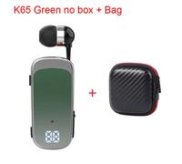 Écouteurs Bluetooth portables rétractables sans fil,écouteurs de sport,batterie 20h,vibration,écouteurs d'affaires,téléphone de sauna,K65,PK,K55,F920,dernier cri - Type Green no box-Bag