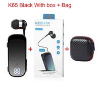 Écouteurs Bluetooth portables rétractables sans fil,écouteurs de sport,batterie 20h,vibration,écouteurs d'affaires,téléphone de sauna,K65,PK,K55,F920,dernier cri - Type Black with box-Bag