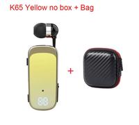 Écouteurs Bluetooth portables rétractables sans fil,écouteurs de sport,batterie 20h,vibration,écouteurs d'affaires,téléphone de sauna,K65,PK,K55,F920,dernier cri - Type Yellow no box-Bag