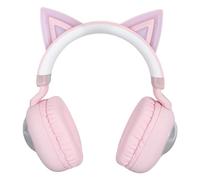 Écouteurs Bluetooth pour Enfants, avec Lumières RGB, Design élégant en Forme d'oreille de Chat, Son Stéréo HiFi, pour L'école et Les Ordinateurs Portables, 20 Heures de Récréation (Pink)