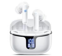 Ecouteurs Bluetooth sans Fil, 2024 Écouteurs Bluetooth 5.3 HiFi Stéréo 4 ENC Appel Réduction Antibruit Mic Écouteur sans Fil 40H Casque Bluetooth avec Écran LED, Étanche IP7 Contrôle Tactile, Blanc
