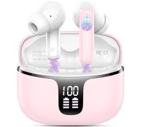 Ecouteurs Bluetooth sans Fil, 2024 Écouteurs Bluetooth 5.3 HiFi Stéréo 4 ENC Appel Réduction Antibruit Mic Écouteur sans Fil 40H Casque Bluetooth avec Écran LED, Étanche IP7 Contrôle Tactile, Rose