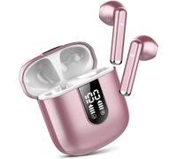 Écouteurs Bluetooth Sans Fil 5.3, Hifi Stéréo Avec Enc Mic, Sport Casque 30H, Écran Led, Ip7 Étanche, Rose Gold[ECO5240810]