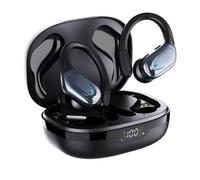 Écouteurs Bluetooth sans fil à crochet d'oreille avec réduction de bruit ¿ Bluetooth 5.4, Driver titane 13mm, Affichage LED batterie, 54H, Boîtier 650AH, Maintien ergonomique Le noir