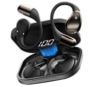 Écouteurs Bluetooth sans Fil, Bluetooth V6.0 Casque HiFi Stéréo avec ENC Mic, 40H Autonomie Ecouteurs Open-Ear, IP7 Étanche Casque Sport avec Crochet d'oreille pour Fitness/Musique/Appels, Noir