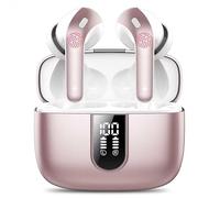 Ecouteurs Bluetooth sans Fil, Casque Bluetooth 5.3, 50 Heures Contrôle Tactile, 4 ENC Appel Réduction Antibruit Mic, Basses Profondes, Ajustement Confortable, IPX7 Étanche oreillette,Nouveau Or Rose