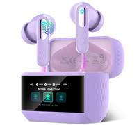 Ecouteurs Bluetooth sans Fil, Écouteur Bluetooth 5.4 avec Écran Tactile Multifonction, Stéréo Immersif Ecouteurs sans Fil avec Réduction du Bruit ANC/Mode Transparence/Mode 5 EQ, IP7 Étanche,Violet