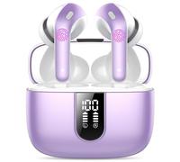 Ecouteurs Bluetooth Sans Fil, Écouteurs Bluetooth 5.3, 50 Hrs Contrôle Tactile, 4 ENC Appel Réduction Antibruit Mic, Basses Profondes, Ajustement Confortable,IP7 Étanche Casque（Violet perle classique)