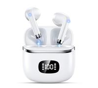 Ecouteurs Bluetooth sans Fil, Écouteurs Bluetooth 5.3 avec ENC Réduction Casque, 40 Heures Durée de Lecture avec Écran LED, Hi-FI Son Stéréo, IP7 Étanche, Contrôle Tactile Oreillette Bluetooth, Blanc