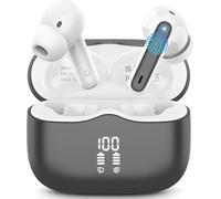 Ecouteurs Bluetooth Sans Fil, Écouteurs Bluetooth 5.3 Hi-FI Stéréo avec 4 ENC Réduction Antibruit Mic, 40H Casque Sans Fil avec Écran LED, IP7 Étanche Oreillette pour iOS Android, USB-C, Gris Foncé