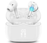 Ecouteurs Bluetooth Sans Fil, Écouteurs Bluetooth 5.3 Hi-Fi Stéréo Avec 4 Enc Réduction Antibruit Mic Casque, 40H Récréation, Écran Led, Ip7 Étanche Oreillette, Contrôle Tactil Pour Ios Android, Blan