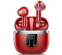 Ecouteurs Bluetooth sans Fil, Écouteurs Bluetooth 5.4, 4 ENC Réduction Bruit Mic, HiFi Stéréo, 45H de Lecture, Casque Contrôle Tactile, Écran LED, IPX7 Étanche Sport Oreillette pour iOS Android, Rouge