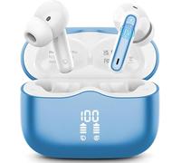 Ecouteurs Bluetooth sans Fil, Écouteurs Bluetooth 5.4 avec 4 Réduction Antibruit Mic, Casque Bluetooth 40H Hi-FI Son Stéréo, Durée de Lecture, IP7 Étanche, Oreillette pour Android iOS, Bleu lac