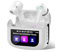 Ecouteurs Bluetooth sans Fil, Écouteurs Bluetooth 5.4 Écran Tactile LED Multifonction avec Mode 5 EQ, 48H Écouteurs sans Fil ANC Réduction du Bruit Mic avec HiFi Stéréo, Casque IP7 Etanche, Blanc