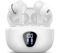 Ecouteurs Bluetooth sans Fil, Écouteurs Bluetooth 5.4 Oreillette Bluetooth Basses Immersives avec 4 ENC Mic, Casque Bluetooth sans Fil 46H avec Écran LED, Étanche IP7 Contrôle Tactile, Blanc (2025)