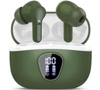 Ecouteurs Bluetooth sans Fil, Écouteurs Bluetooth 5.4 Oreillette Bluetooth Basses Immersives avec 4 ENC Mic, Casque Bluetooth sans Fil 46H avec Écran LED, Étanche IP7 Contrôle Tactile,Vert Rétro(2025)