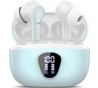 Ecouteurs Bluetooth sans Fil, Écouteurs Bluetooth 5.4 Oreillette Bluetooth Basses Immersives avec 4 ENC Mic, Casque Bluetooth sans Fil 46H avec Écran LED, Étanche IP7 Contrôle Tactile,Bleu Clair(2026)