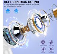 Ecouteurs Bluetooth Sans Fil, Ecouteurs Bluetooth Stéréo Basses, 2024 Casque Bluetooth 5.3 Avec Enc Appel Clair Mic, Ip7 Étanche Oreillette Bluetooth, 40H Écouteurs Sans Fil Pour Ios Android, Or Rose