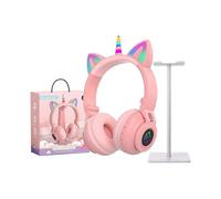 Écouteurs Bluetooth sans fil, Écouteurs pour enfants, Écouteurs Bluetooth pliables licorne (rose)