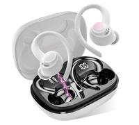 Ecouteurs Bluetooth sans Fil Sport, 2025 Headphones 5.4 HiFi Stéréo, Ecouteurs sans Fil avec ENC Mic, Ecouteur Pour Courir, IP7 Étanche Écouteur, 40H, Oreillette Sans Fil, Casque Écran LED, Blanc Pur