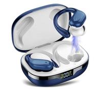 Ecouteurs Bluetooth sans Fil Sport, 60H Casque 5.3 avec CVC8.0 Antibruit, Ecouteurs sans Fil avec 4 ENC Mic, IPX7 Étanche Oreillette Bluetooth, Écouteurs pour Running Blanc Bleu