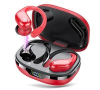 Ecouteurs Bluetooth sans Fil Sport, 60H Casque Bluetooth 5.3 avec CVC8.0 Antibruit, Ecouteurs sans Fil avec 4 ENC Mic, IPX7 Étanche Oreillette Bluetooth, Écouteurs Bluetooth pour Running Rouge