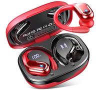 Ecouteurs Bluetooth sans Fil Sport, 75H Ecouteurs Bluetooth 5.3 avec HiFi Son Stéréo, 2023 Ecouteurs sans Fil avec ENC Antibruit Mic, Écran LED, IP7 Etanche Oreillette Bluetooth pour Sport, Rouge