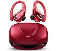 Ecouteurs Bluetooth sans Fil Sport, 75H Ecouteurs Bluetooth 5.3 avec HiFi Son Stéréo, 2023 Ecouteurs sans Fil avec ENC Antibruit Mic, Écran LED, IP7 Etanche Oreillette Bluetooth pour Sport, Rouge