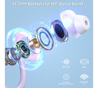 Ecouteurs Bluetooth Sans Fil Sport, Écouteur Bluetooth5.4 Avec 4 Enc Mic, 48H Ecouteurs Sans Fil Hifi Stéréo, Ip7 Étanche Oreillette Bluetooth Running,Usb-C Charge Rapide/Écran Led Casque,Violet Clai