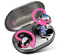 Ecouteurs Bluetooth sans Fil Sport, Écouteur Bluetooth5.4 avec 4 ENC Mic, 48H Ecouteurs sans Fil HiFi Stéréo, IP7 Étanche Oreillette Bluetooth Running, USB-C Charge Rapide/Écran LED Casque, Rose Rouge