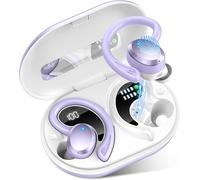 Ecouteurs Bluetooth Sans Fil Sport, Écouteur Bluetooth5.4 Avec 4 Enc Mic, 48H Ecouteurs Sans Fil Hifi Stéréo, Ip7 Étanche Oreillette Bluetooth Running,Usb-C Charge Rapide/Écran Led Casque,Violet Clai