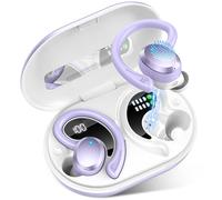 Ecouteurs Bluetooth sans Fil Sport, Écouteur Bluetooth5.4 avec 4 ENC Mic, 48H Ecouteurs sans Fil HiFi Stéréo, IP7 Étanche Oreillette Bluetooth Running,USB-C Charge Rapide/Écran LED Casque,Violet Clair