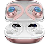 Ecouteurs Bluetooth sans Fil Sport, Écouteur Bluetooth5.4 avec 4 ENC Mic, 50H Ecouteurs sans Fil HiFi Stéréo, IP7 Étanche Oreillette Bluetooth Running, USB-C Charge Rapide, Écran LED Casque, Or Rose
