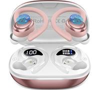 Ecouteurs Bluetooth sans Fil Sport, Écouteur Bluetooth5.4 avec 4 ENC Mic, 50H Ecouteurs sans Fil HiFi Stéréo, IP7 Étanche Oreillette Bluetooth Running, USB-C Charge Rapide, Écran LED Casque, Rose