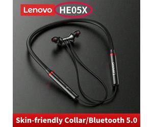 Écouteurs Bluetooth tour de cou Lenovo HE05X - Écouteurs sans fil pour le sport, convient pour la course/le jeu, résistant à la transpiration et à l'eau IPX5, excellente qualité sonore, autonomie ultr