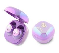 Écouteurs Bluetooth TWS Guess 4G avec logo imprimé et étui de chargement (violet)