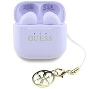 Écouteurs Bluetooth TWS Guess effet brillant avec logo et breloque classiques imprimés (lavande)