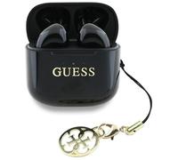 Écouteurs Bluetooth TWS Guess effet brillant avec logo et breloque classiques imprimés (noir)