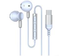 Écouteurs câblés - Connecteur Type-C - 14,2 mm - Pilote dynamique pour son hi-fi - Pour iPhone 15 - Pour tablette Pro Max - Pour smartphone - Écouteurs magnétiques (Distant Peak Blue)