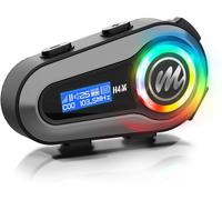 Écouteurs Casque Moto, H4M¿Écran Lcd & 6 Eq Modes¿ Kit Main Libre Moto Casque Scooter Sans Fil Avec Micro Radio Fm Hifi Stéréo Ai Commande Vocale Réduction Du Bruit Ipx6 Étanche[J2140]