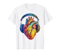 Écouteurs colorés en Forme de cœur avec Motif Graphique T-Shirt