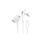 Écouteurs compatibles Lightning pour iPhone, avec contrôle du volume et microphone, blancs.