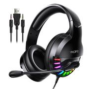 Écouteurs de jeu avec lumières LED pour PC et ordinateur portable, casque d'écoute filaire, son Surround stéréo, avec micro