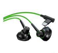 Écouteurs de jeu filaires avec microphone, USB-C de type C et 3,5 mm pour casque semi-intra-auriculaire pour Battle Royale, pour un positionnement sonore précis et une isolation phonique, vert