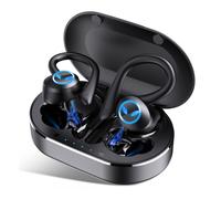 Écouteurs de sport avec contour d'oreille flexible, véritables écouteurs sans fil Bluetooth 5.3, basses profondes et réduction de bruit stéréo
